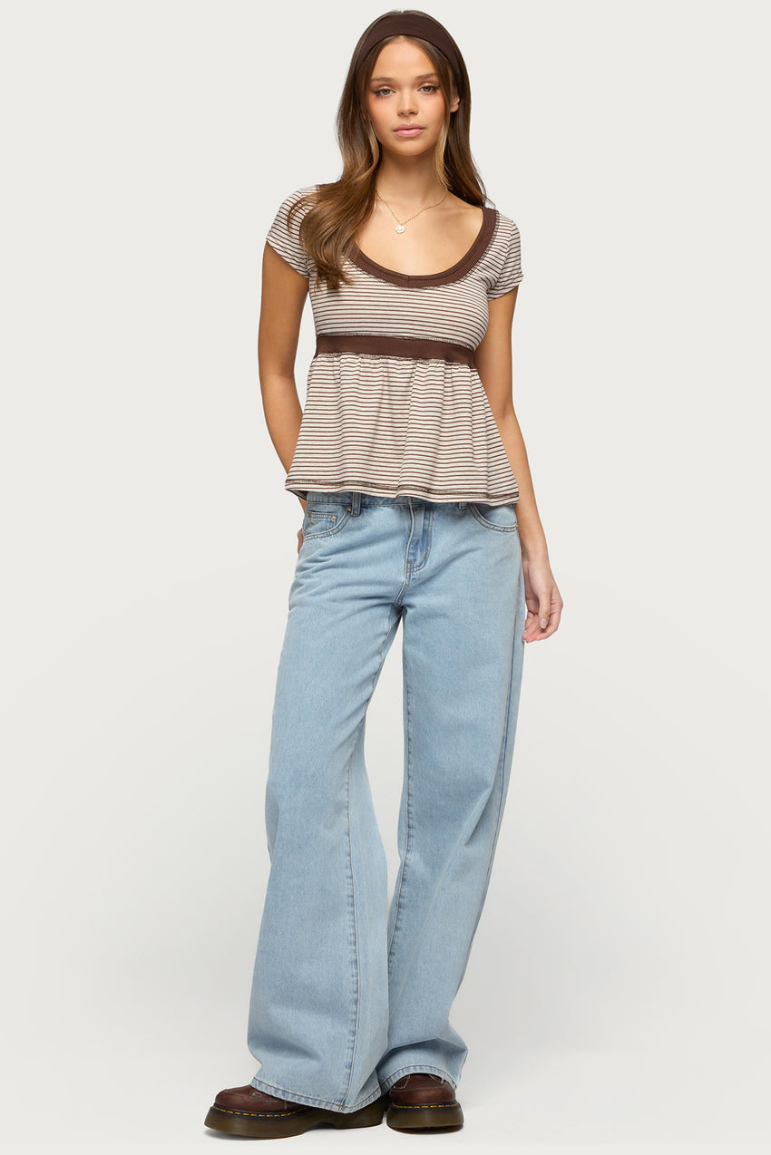 Sady Constrast Striped Babydoll Top