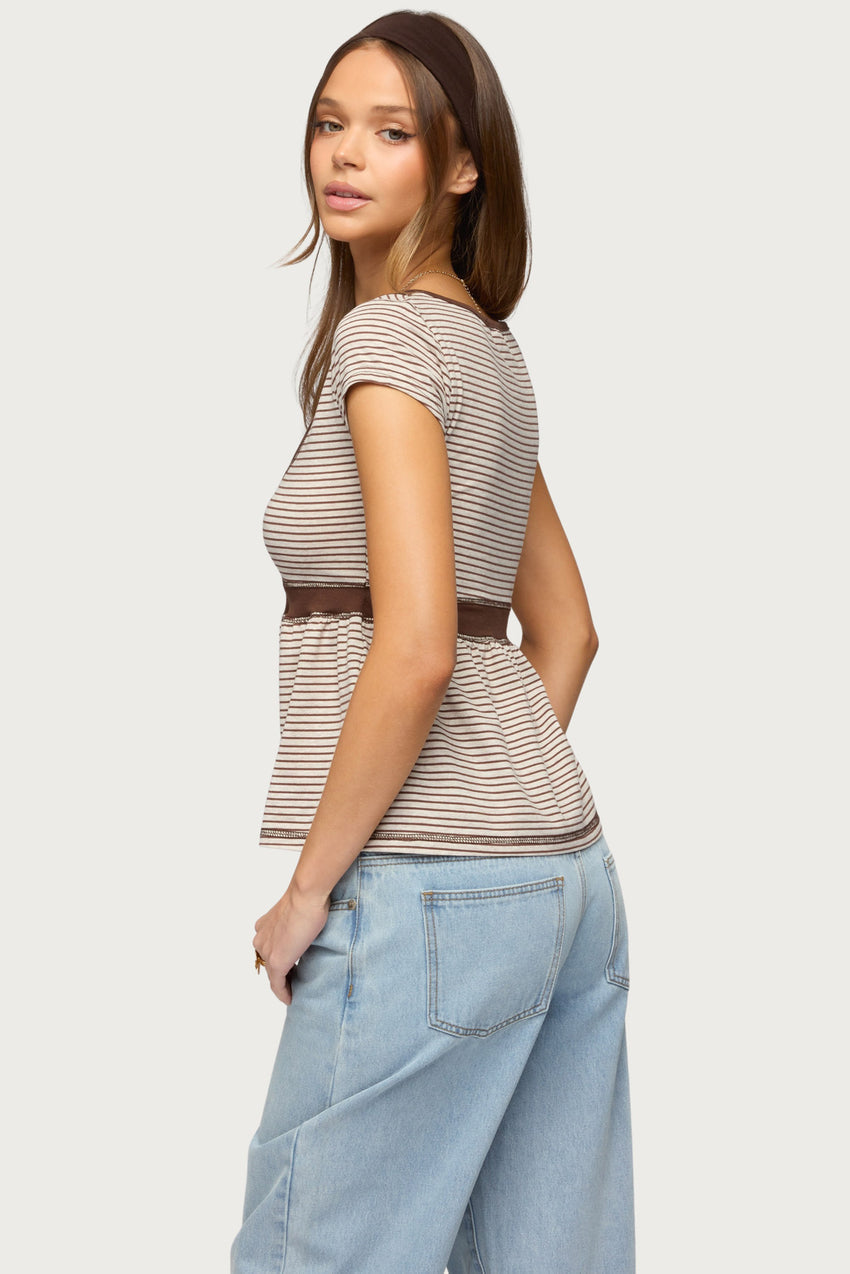 Sady Constrast Striped Babydoll Top