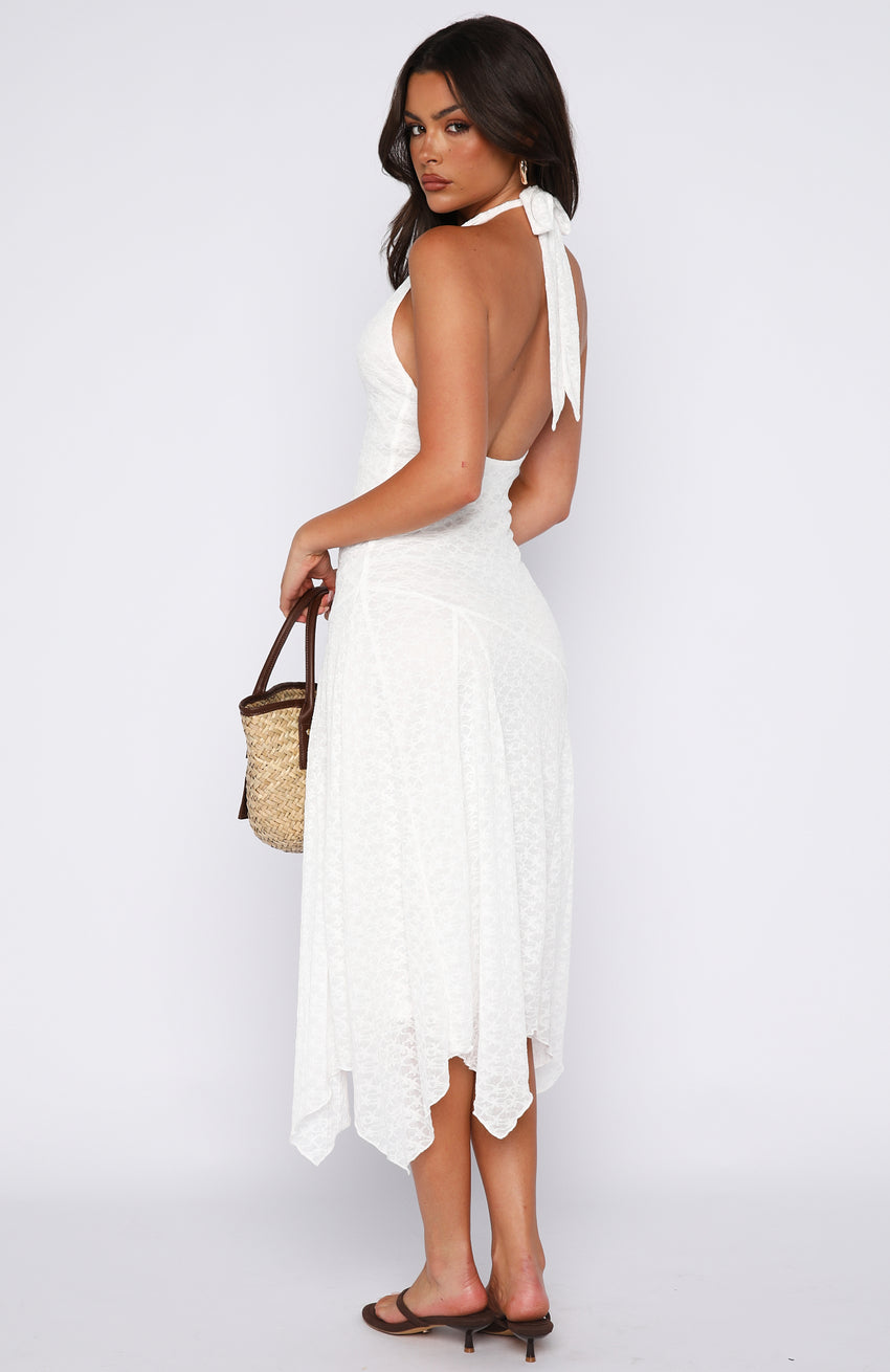 Crazy Little Thing Halter Midi Dress White