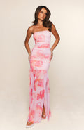 Stop The Show Strapless Maxi Dress Peach Petal