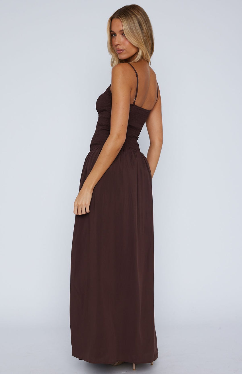 Too Many Questions Maxi Dress Chocolate
